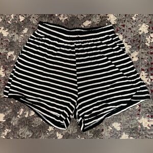 Hawiton Black & White Striped Athletic Lounge Shorts
